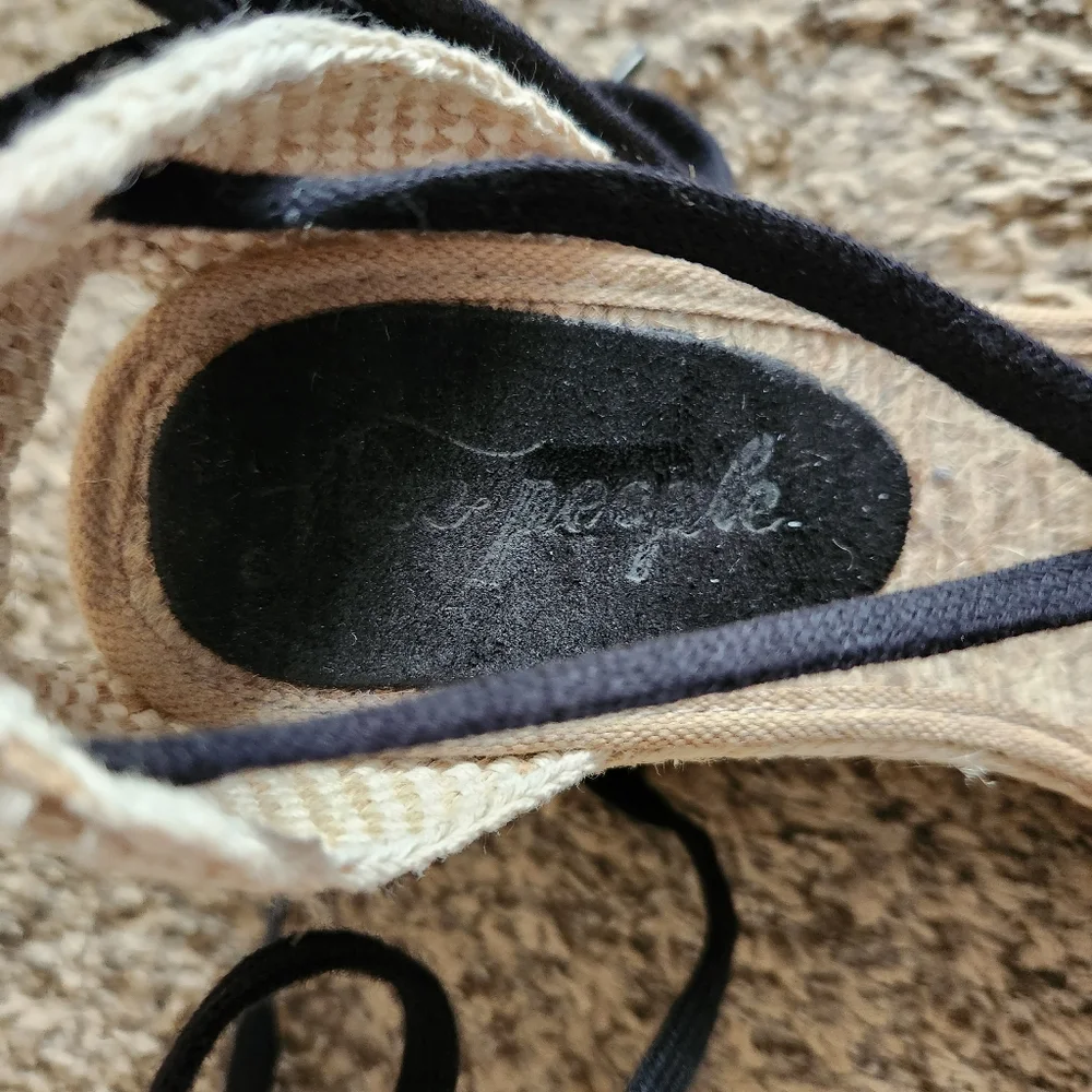 Free People Black Espadrille Wedge Sandals with Natural Rope Heel